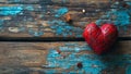 One red heart on a wooden-stone background. A realistic element that denotes love, health, care for yourself and Royalty Free Stock Photo