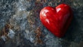 One red heart on a wooden-stone background. A realistic element that denotes love, health, care for yourself and Royalty Free Stock Photo