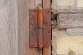 One red iron old rusty door hinge Royalty Free Stock Photo