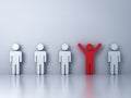 One red man standing with arms wide open among other people on white Royalty Free Stock Photo