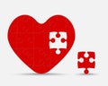 Red Piece Puzzle Heart. Jigsaw Love. Romantic. Royalty Free Stock Photo
