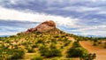 One of the red sandstone buttes of Papago Park near Phoenix Arizona