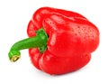 One red sweet bell pepper with drops isolated on white background. clipping path Royalty Free Stock Photo