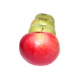 One red and three green apples in a row Royalty Free Stock Photo