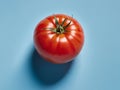 One red tomato on blue background Royalty Free Stock Photo