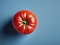 One red tomato on blue background Royalty Free Stock Photo