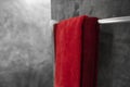 One red towel in bathroom on a dryer. Counter bathroom interior contemporary. Luxury and stylish design bathroom with a Royalty Free Stock Photo