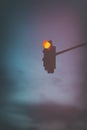 One red traffic light in the evening sky Royalty Free Stock Photo