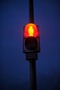 One red traffic light for pedestrians in the evening sky Royalty Free Stock Photo