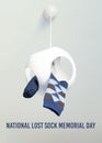 One rhombus checkered sock hanging from a ceiling chandelier. National Lost Sock Memorial Day Concept