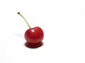 One ripe cherry fruit closeup isolated on a white background Royalty Free Stock Photo