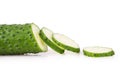One ripe cucumber sliced closeup