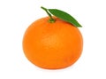 One ripe mandarin with leaf ()