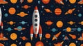 One Rocket Spaceship Cosmic Cosmos Space Planet Pattern Royalty Free Stock Photo