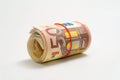 One roll of 50 euro bills Royalty Free Stock Photo