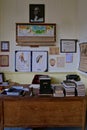 One room schoolhouse teachers`s desk