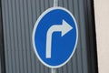 One Round Blue Metal Road Sign Direction Indicator W