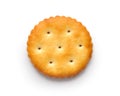 One round cracker on a white background with a shadow Royalty Free Stock Photo