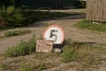 One round road sign speed limit five kilometers on the ground Royalty Free Stock Photo