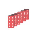 One Row of Domino Game Blocks