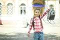 Schoolgirl with a schoolbag Royalty Free Stock Photo