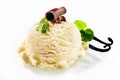 One scoop of vanilla gelato on a white background Royalty Free Stock Photo