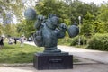 One of the sculpture of the famous comic book character of a big cat, Le Chat in Royal Park, Brussels, Belgium