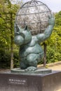 One of the sculpture of the famous comic book character of a big cat, Le Chat in Royal Park, Brussels, Belgium