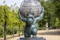 One of the sculpture of the famous comic book character of a big cat, Le Chat in Royal Park, Brussels, Belgium