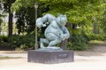 One of the sculpture of the famous comic book character of a big cat, Le Chat in Royal Park, Brussels, Belgium