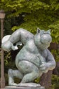 One of the sculpture of the famous comic book character of a big cat, Le Chat in Royal Park, Brussels, Belgium