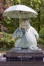 One of the sculpture of the famous comic book character of a big cat, Le Chat in Royal Park, Brussels, Belgium