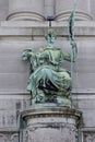 One of the sculptures on the base of triumphal arch Cinquantenaire Arch, Brussels, Belgium Royalty Free Stock Photo