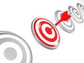 One selected target with three darts, right target Royalty Free Stock Photo