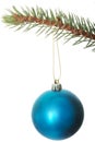 One separated christmas ball handing on a fir. Royalty Free Stock Photo