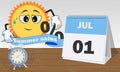 One september, summer sales, blue and white clock and calendar