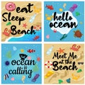 one set card vector of summer and ocean Royalty Free Stock Photo