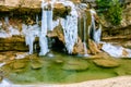 Frozen waterfall in the wilderness Royalty Free Stock Photo