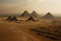 One of the Seven Wonders of the World is the Pyramid of Cheops pyramids in the desert, generative AI.
