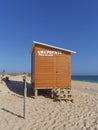 One of several wooden Observation Huts along the Beach in Faro on the Algarve of Portugal.