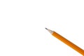 One sharp yellow simple pencil on a white background