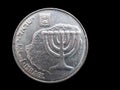 One shekel coin on black background Royalty Free Stock Photo