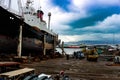 One ships in dry docks in Reykjavik`s port.