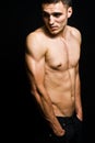 One shirtless cool masculine young man Royalty Free Stock Photo