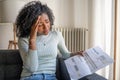 One shocked black woman worried about home energy expenses Royalty Free Stock Photo