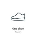 One shoe outline vector icon. Thin line black one shoe icon, flat vector simple element illustration from editable fashion concept