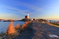 Sunset at Fisgard Lighthouse, Fort Rodd Hill National Historic Site, Victoria, Vancouver Island, British Columbia, Canada Royalty Free Stock Photo