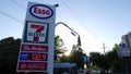 One side of Esso gas station sign showing the price