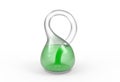 One side mesh klein bottle isolated on a white with green water inside 3d illustration