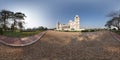 One side of the Queen Victoria Memorial in an equidistant projection, a 360-degree circular panorama of the palace
